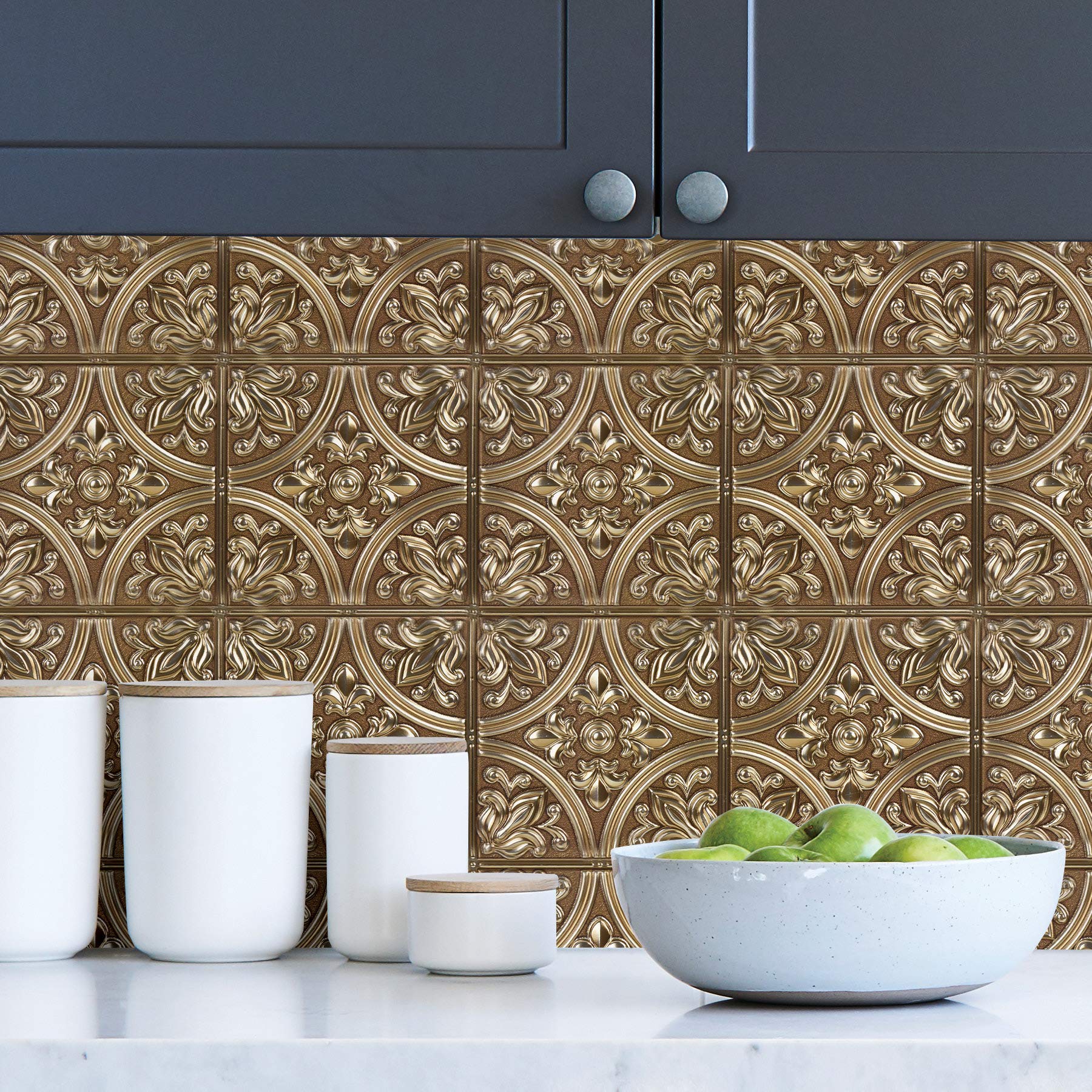 InHome NH2987 Chelsea Bronze Peel & Stick Tin Tiles, Metallic